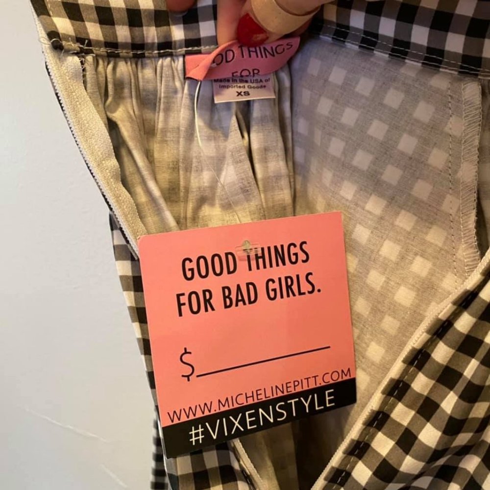 SOLD Vixen by Micheline Pitt Black Gingham Skirt - Picture 4 of 4